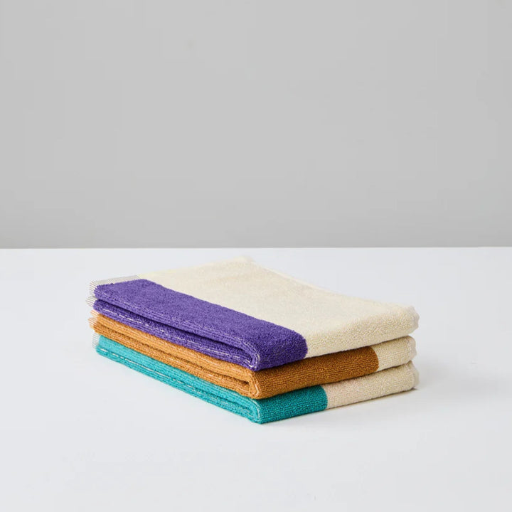 フェイスタオル3枚セット 30×50 | Turquoise, Purple, Toffee