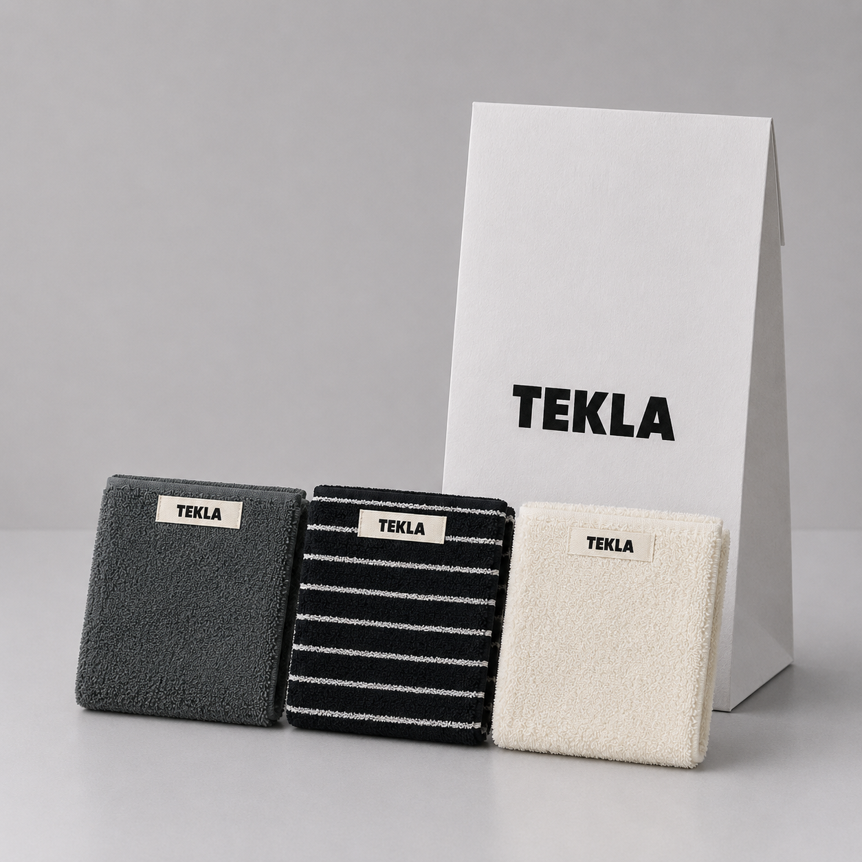 TEKLA テクラ ハンドタオル3枚セット 30×30（Charcoal Grey・Black