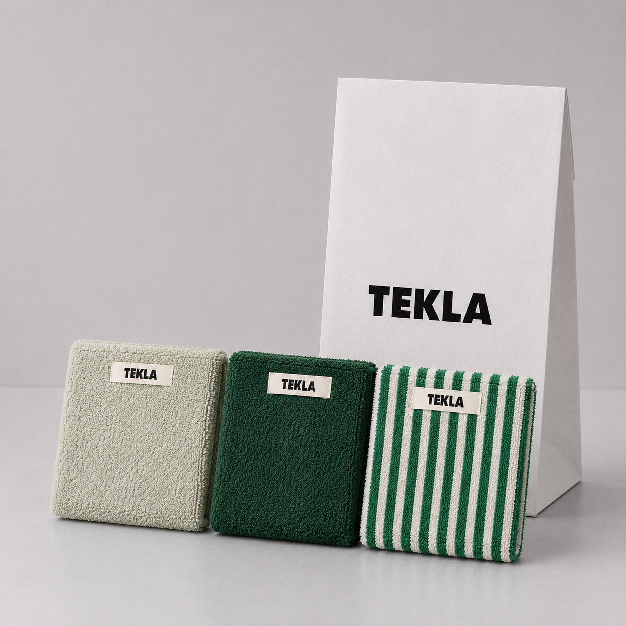 TEKLA テクラ ハンドタオル3枚セット 30×30（Pebble・Forest Green