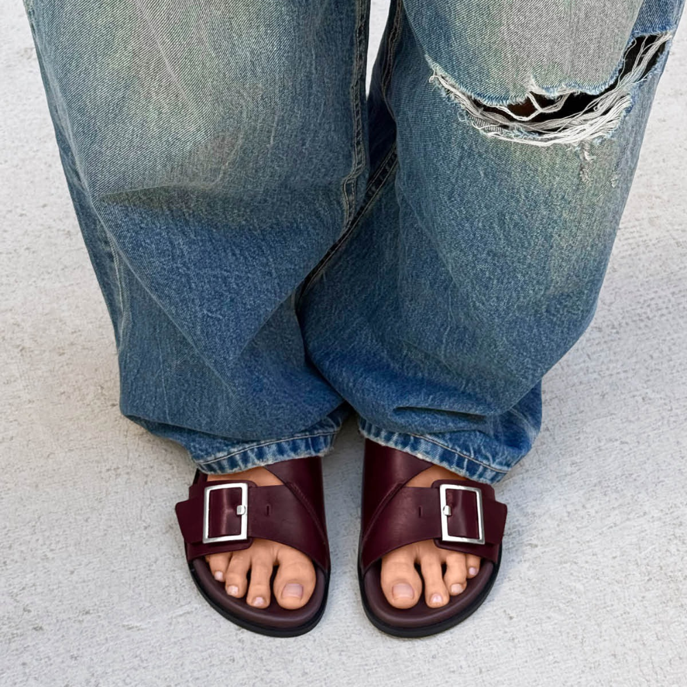 ALBA レザーサンダル | RIFT BURGUNDY