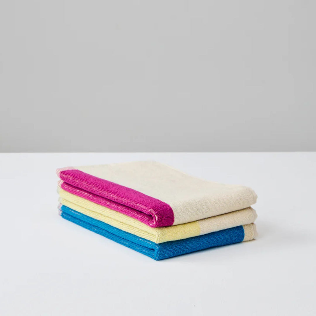 フェイスタオル３枚セット 30×50 | Aqua, Fuchsia, Yellow