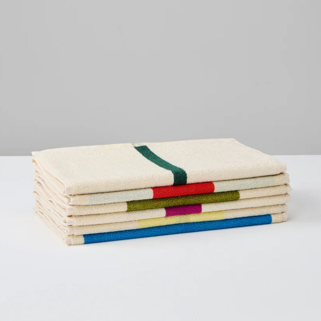 フェイスタオル６枚セット 30×50 | Aqua, Fuchsia, Yellow, Turquoise, Purple, Toffee