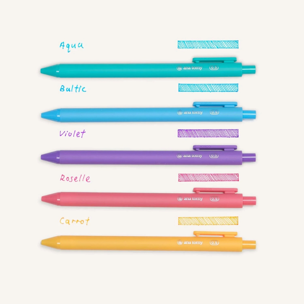Gel Ink Pen | 0.5mm Majestic Set (Pack of 5)