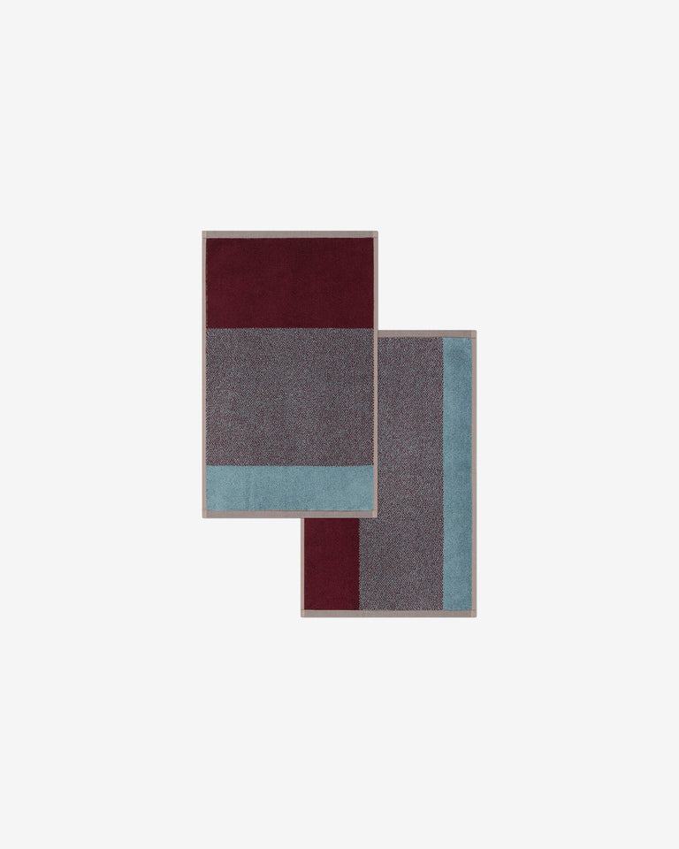フェイスタオル 30×50 | ２枚セット Sky Blue / Bordeaux