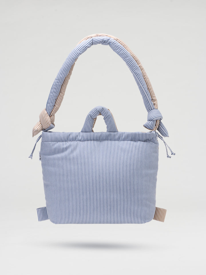 Ona Soft Bag | Cotton Blue + Brown Stripe
