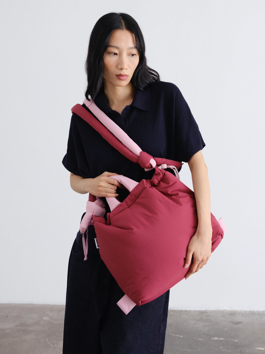 Ona Soft Bag | Color Combo Cherry red + Pale pink