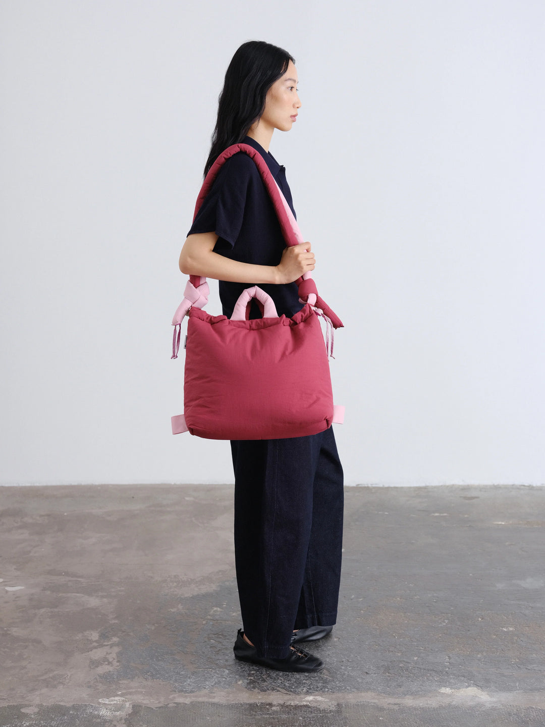 Ona Soft Bag | Color Combo Cherry red + Pale pink