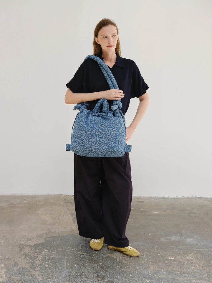 Ona Soft Bag | Leopard Denim