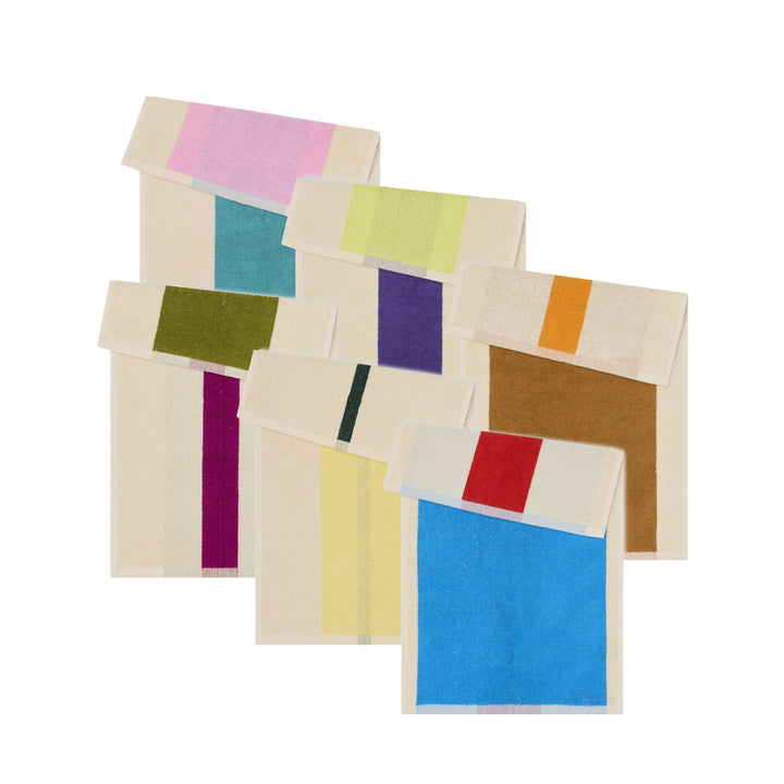 フェイスタオル６枚セット 30×50 | Aqua, Fuchsia, Yellow, Turquoise, Purple, Toffee