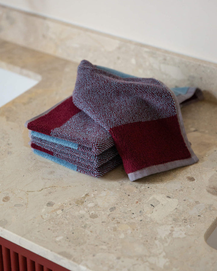 フェイスタオル 30×50 | ２枚セット Sky Blue / Bordeaux