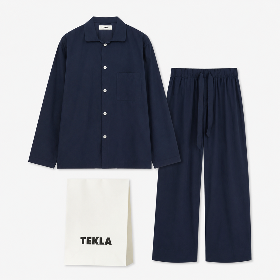 TEKLA テクラ パジャマ長袖シャツ・パンツセット（True Navy