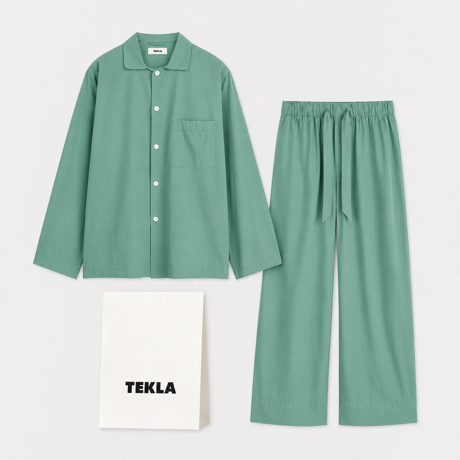 TEKLA テクラ パジャマ長袖シャツ・パンツセット（Vintage Green