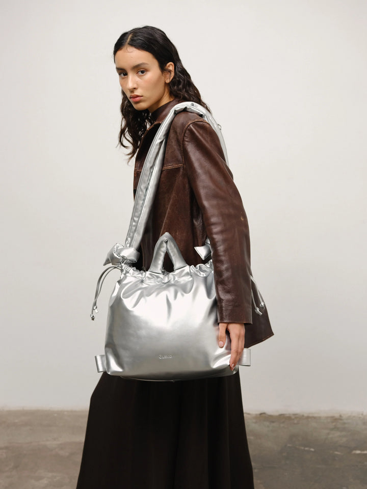 Ona Vegan Leather Bag | Silver