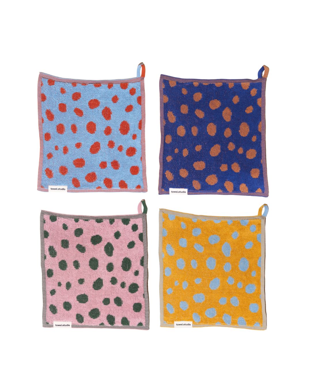 Pebble ハンドタオル 30×30 | Pink & Green