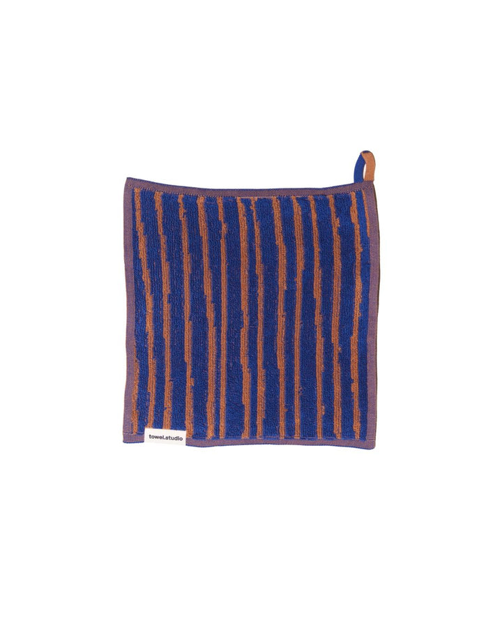 Stripe ハンドタオル 30×30 | Azure & Chestnut