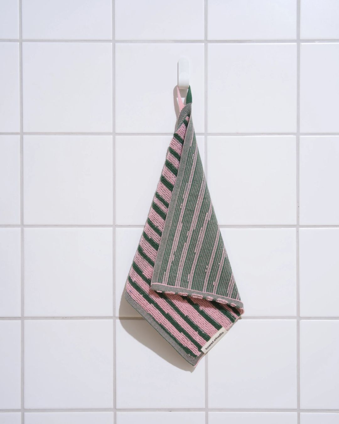Stripe ハンドタオル 30×30 | Pink & Green