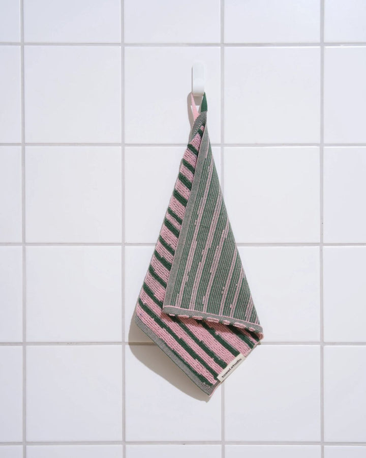 Stripe ハンドタオル 30×30 | Pink & Green