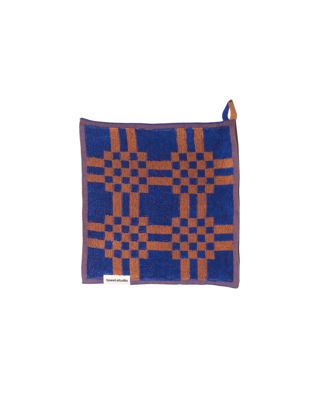 Weave ハンドタオル 30×30 | Azure & Chestnut