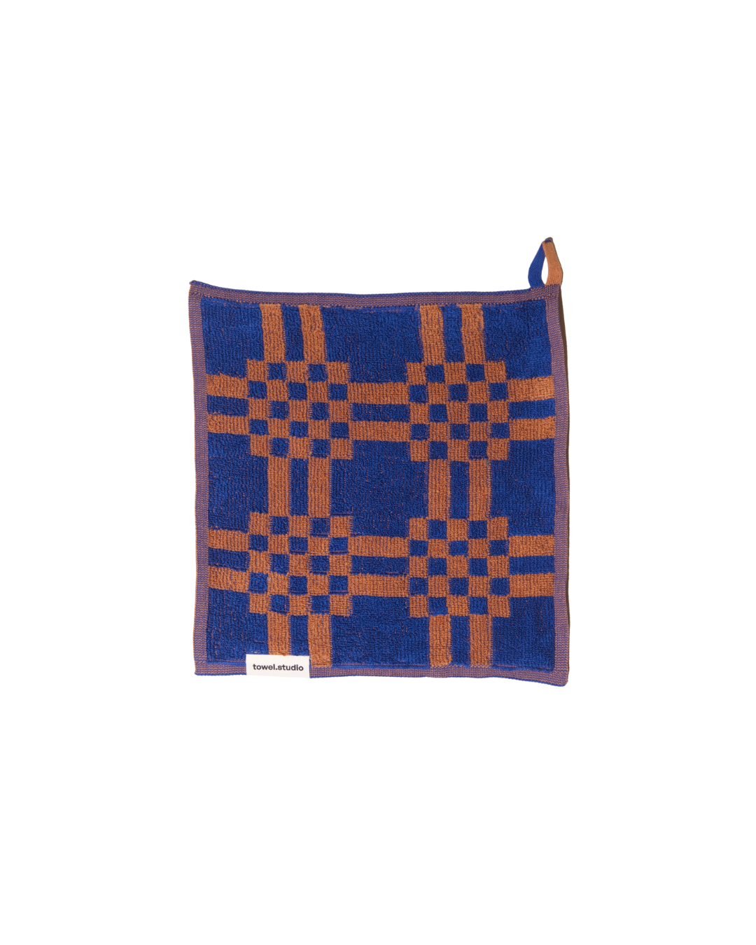 Weave ハンドタオル 30×30 | Azure & Chestnut