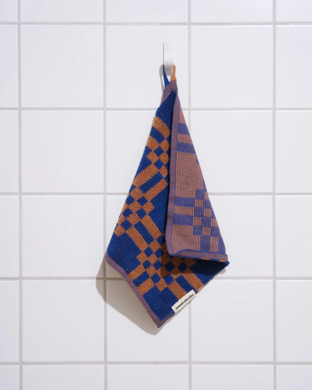 Weave ハンドタオル 30×30 | Azure & Chestnut